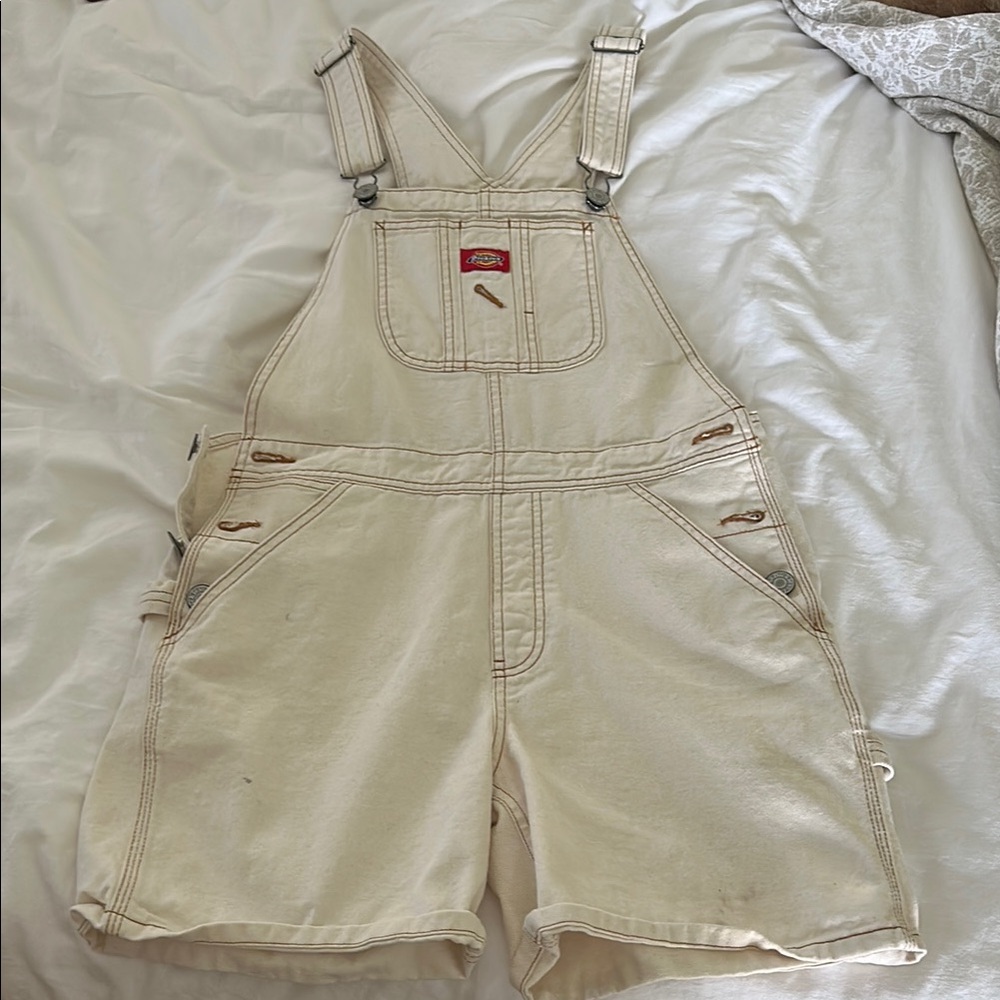 Dickies Cream Overalls Relaxed-Fit Shortalls